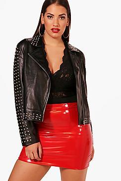 Boohoo Plus Melanie All Over Studded Biker Jacket