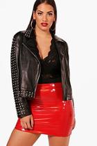 Boohoo Plus Melanie All Over Studded Biker Jacket