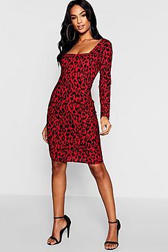 Boohoo Tall Leopard Print Bodycon Mini Dress