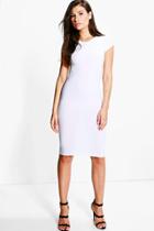 Boohoo Caroline Textured Bodycon Midi Dress Cream