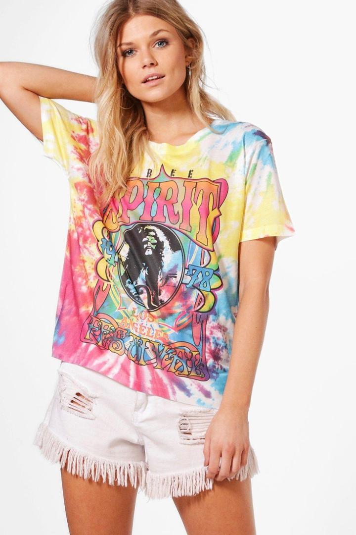 Boohoo Petite Ellie Tie Dye Festival T-shirt Multi