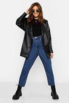 Boohoo Belted Wrap Faux Leather Jacket