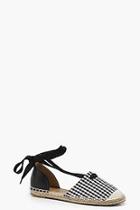 Boohoo Bethany Gingham Tie Up Espadrilles