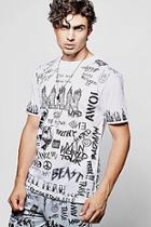 Boohoo Man Graffiti Print T Shirt