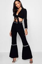 Boohoo Emily Contrast Piping Wide Leg Trouser