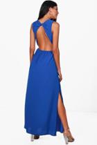 Boohoo Jess Backless Maxi Dress Cobalt