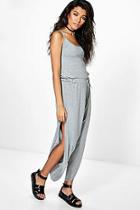 Boohoo Sarah Split Leg Jersey Jumpsuit