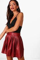 Boohoo Asher Pleated Leather Look Mini Skirt