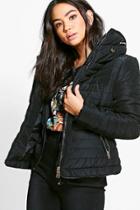 Boohoo Emma Crop Bubble Coat Black