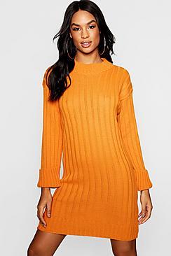 Boohoo Tall Wide Rib Turn Up Cuff Dress