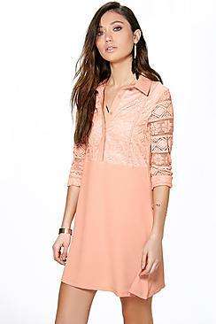 Boohoo Christianna A-line Lace Skater Dress
