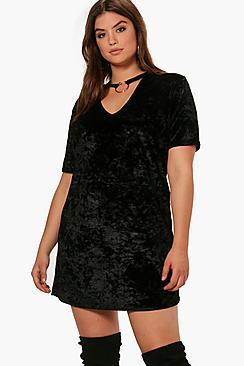 Boohoo Plus Beth Velvet Shift Dress