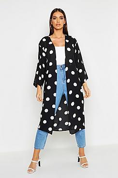 Boohoo Polka Dot Wide Sleeve Kimono