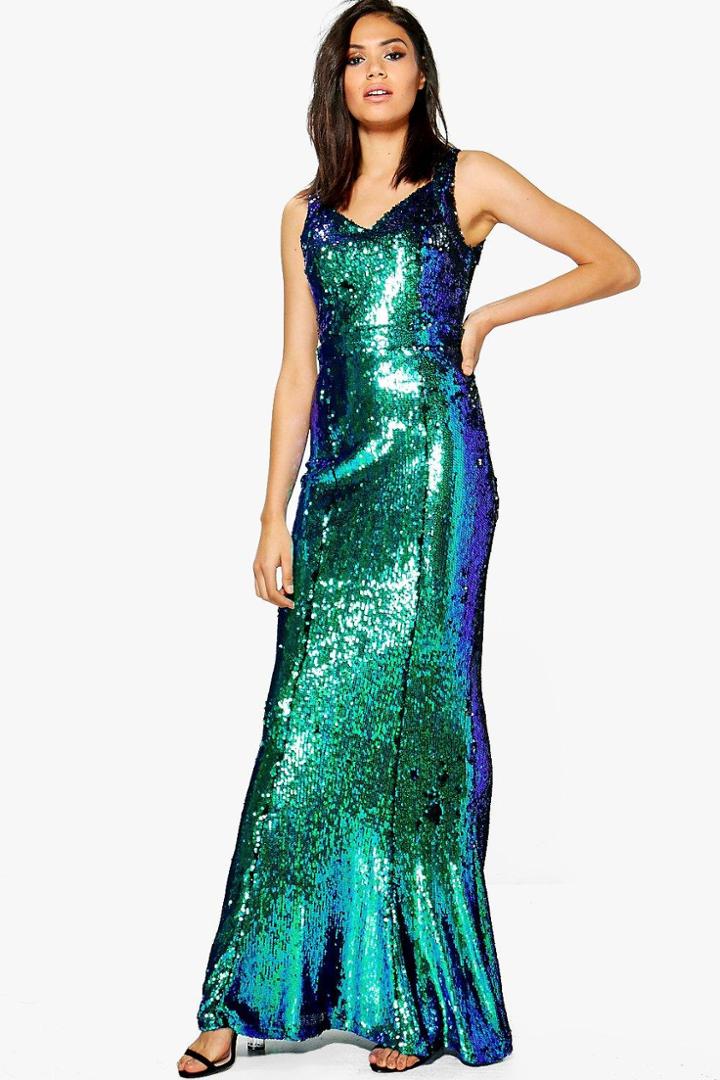 Boohoo Tall Brid Premium Sequin Maxi Dress Multi