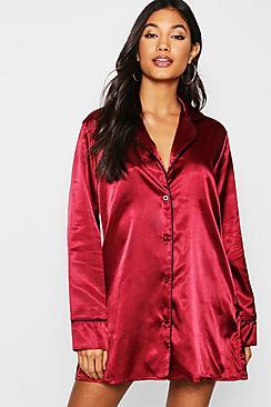 Boohoo Satin Button Through Night Shirt