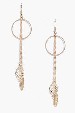 Boohoo Lara Hoop, Leaf & Feather Earrings
