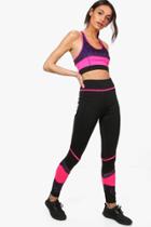 Boohoo Georgia Fit Printed Panel Running Leggings Black