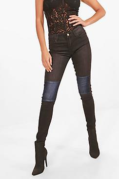 Boohoo Janine Low Rise Knee Detail Skinny Jeans