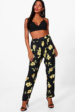 Boohoo Amber Woven Floral Slim Leg Trouser