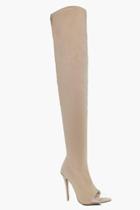 Boohoo Darcy Thigh High Clear Insert Boot Camel