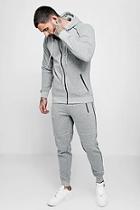 Boohoo Fleece Zip Hooded Tracksuit With Piping