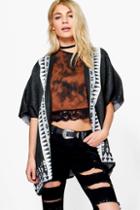 Boohoo Ava Jacquard Poncho With Back Motif Charcoal