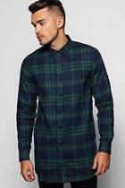 Boohoo Longline Check Shirt With Back Zip