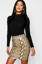 Boohoo Snake Print Pu Mini Skirt