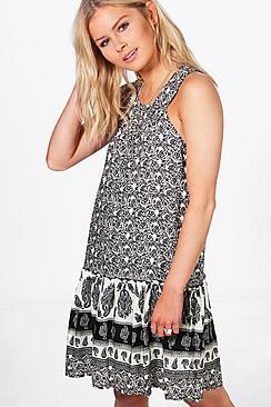 Boohoo Rachel Border Print Shift Dress