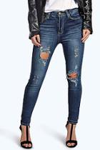 Boohoo Petite Bethany Distressed Ripped Skinny Jeans