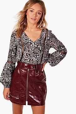 Boohoo Shyla Paisley Crochet Trim Tunic