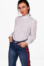 Boohoo Petite Lucy Admiral Style Stripe Blouse