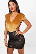 Boohoo Florence Metallic Print Velvet Mini Skirt