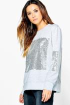 Boohoo Selina Sequin Panelled Jumper Silver