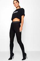 Boohoo Petite Poppy Contrast Waistband Leggings