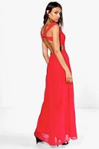 Boohoo Melody Open Back Chiffon Maxi Dress