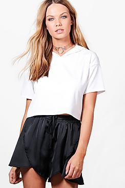 Boohoo May Rib Cropped Hoody