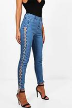 Boohoo Jenna Lace Up Side Skinny Jeans