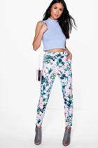 Boohoo Yasmin Pastel Floral Skinny Trousers Multi