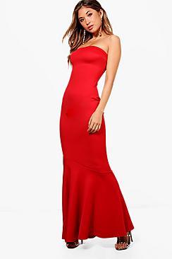 Boohoo Kyla Bandeau Peplum Hem Maxi Dress