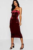 Boohoo Tall Crushed Velvet Bandeau Midi