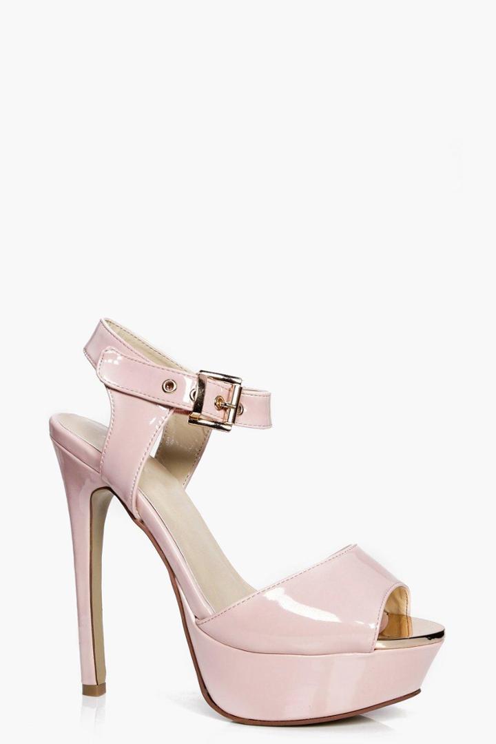 Boohoo Charlotte Skyscraper Platform Heels Nude