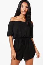 Boohoo Annabelle Off The Shoulder Knitted Lounge Playsuit