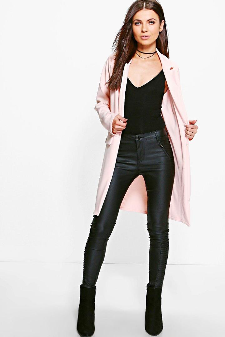 Boohoo Libby Pocket Turn Up Boyfriend Blazer Nude
