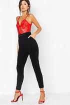 Boohoo Belted Slim Fit Trousers