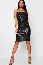 Boohoo Sequin Glitter Print Cowl Midi Dress