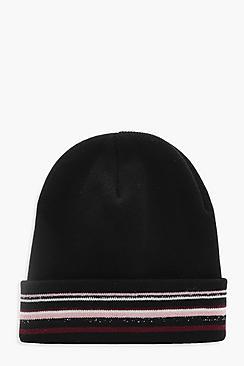 Boohoo Millie Glitter Mixed Stripe Beanie
