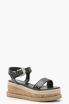 Boohoo Stud Two Part Flatform Sandals