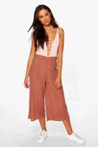 Boohoo Leila Chunky Ribbed Culotte Mocha