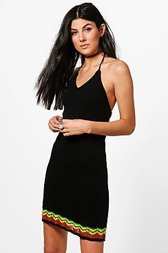 Boohoo Jenna Stripe Trim Knitted Dress
